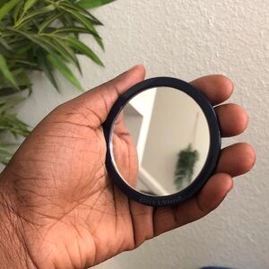 ESTEE LAUDER ROUND COMPACT HANDHELD MIRROR NAVY BLUE